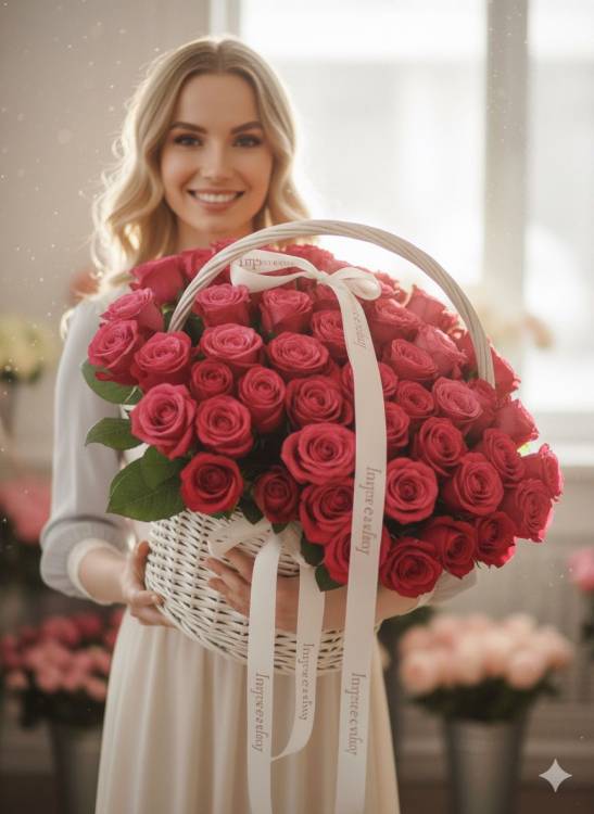 51 Красная роза в корзине 51 Красная роза в корзине