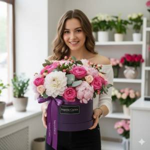 Букет с георгинами "Летнее настроение"