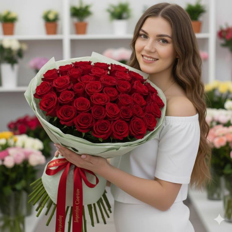 Красный букет из 15 роз