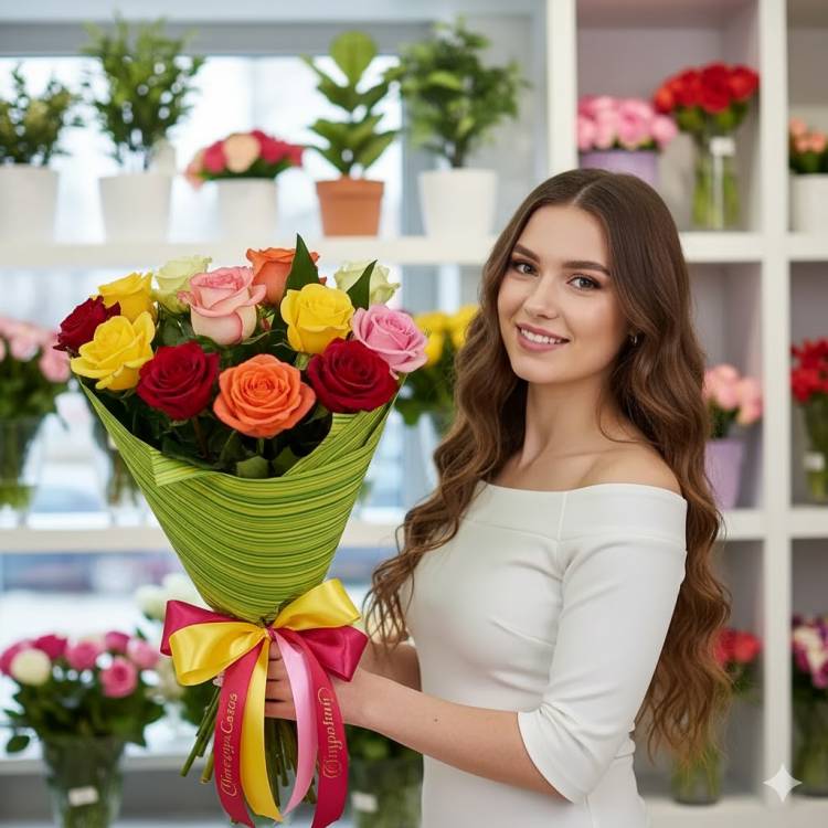 7 роз микс в упаковке 7 роз микс в упаковке