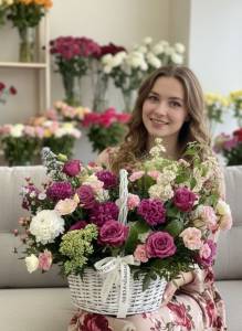 Букет с георгинами "Шотландское вино"