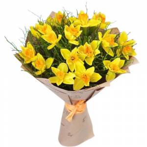 Букет из 21 желтого нарцисса "Солнечное настроение"